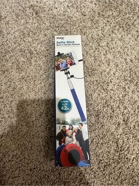 Vivitar Blue Selfie Stick with Built-In Shutter Release